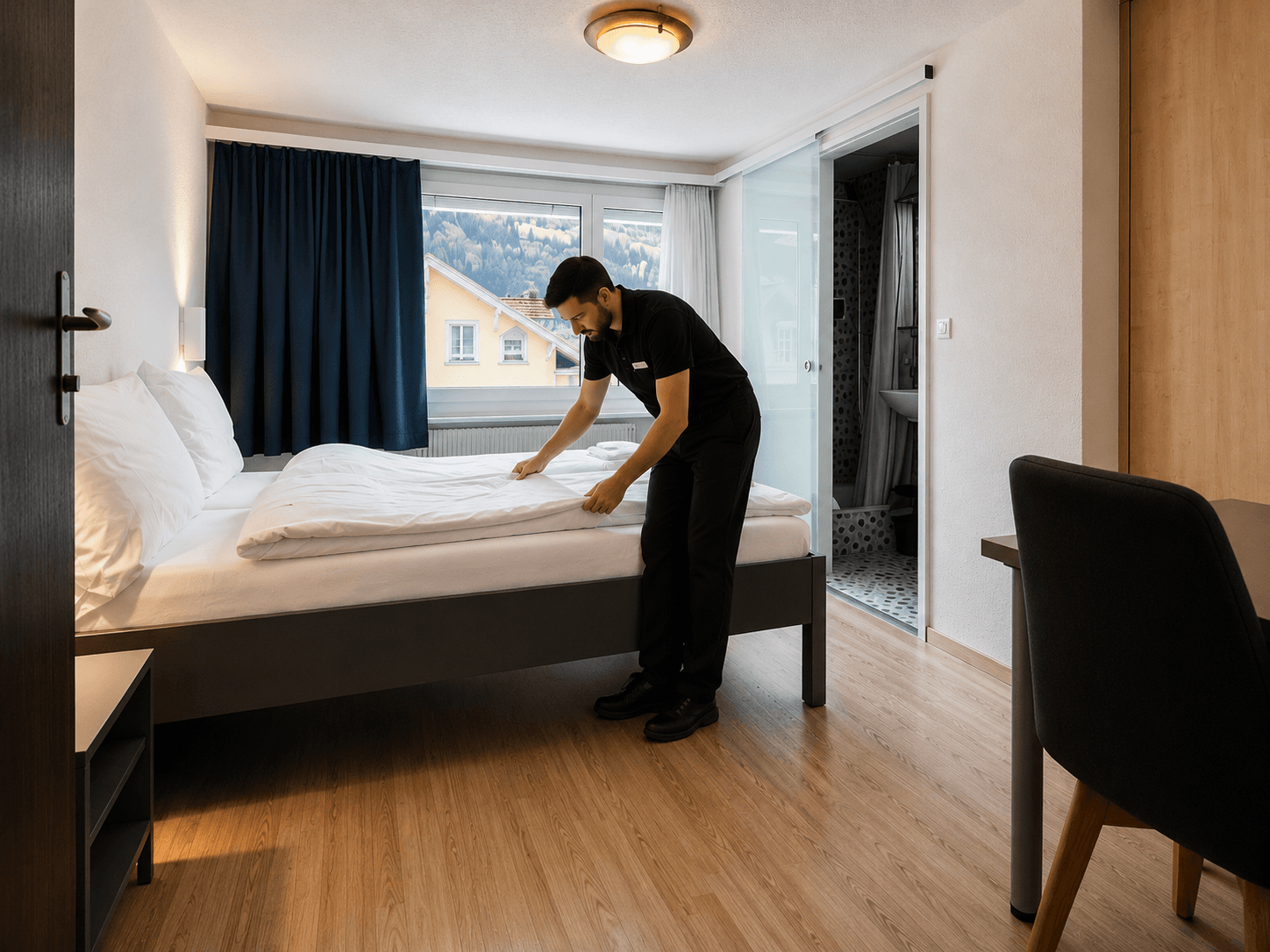 Housekeeping e preparazione delle camere presso l'Hotel Rebstock Meiringen