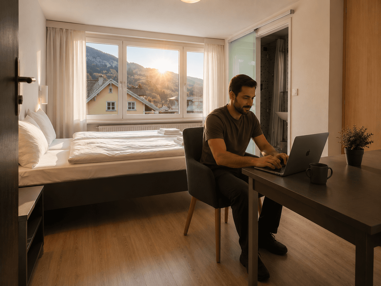 Client utilisant le Wi-Fi gratuit à l'Hôtel Rebstock Meiringen