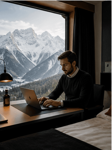 Client utilisant le Wi-Fi gratuit à l'Hôtel Rebstock Meiringen