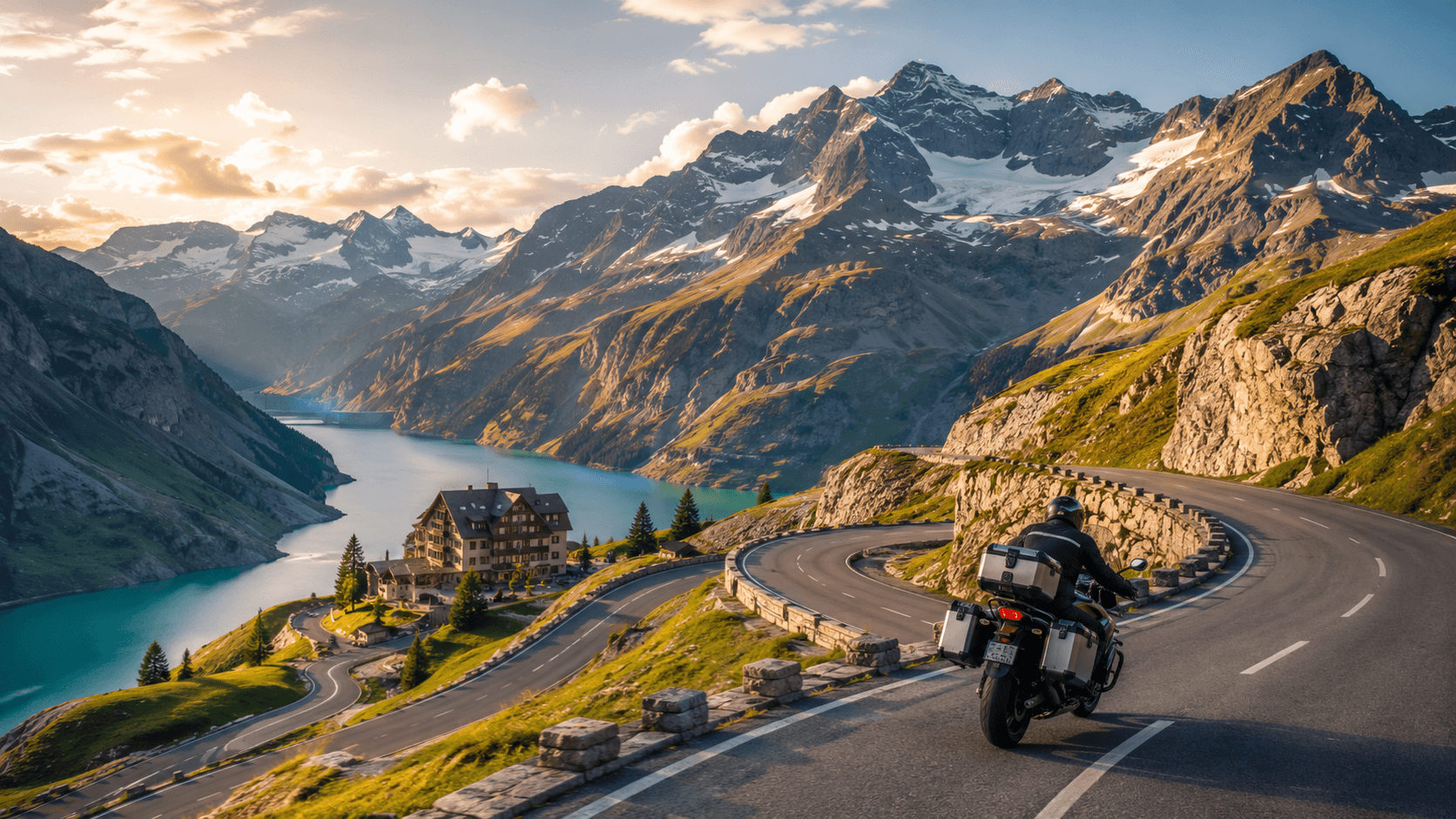 Motorcycle touring the Swiss Alps best routes and base hotels near the passes